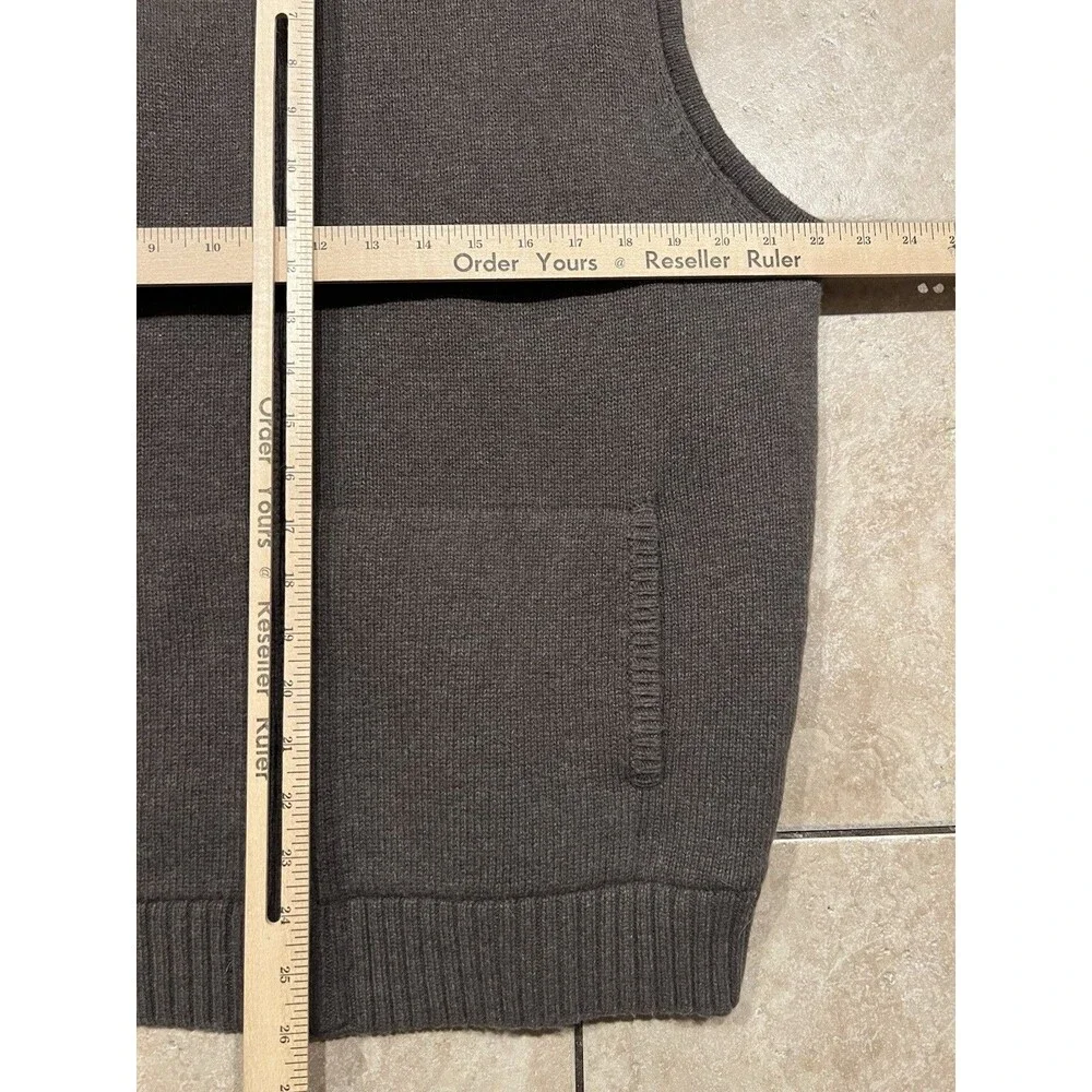 LL Bean Sweater Vest Mens Large Waterfowl Full Zip Lambs Wool Blend Pockets
